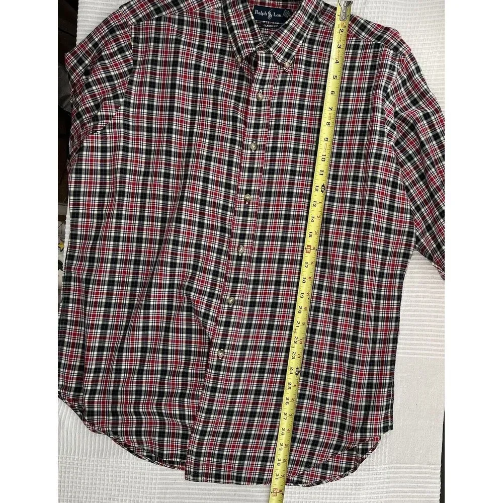 Polo Ralph Lauren Mens Long Sleeve Plaid Button Down Large 100% Cotton